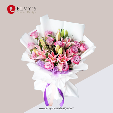 Mauve Affair – Pink Rose & Stargazer Lily Bouquet