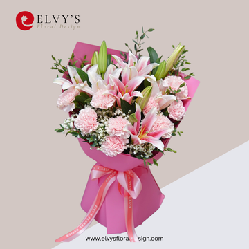 Pink Stargaze – Stargazer Lily & Carnation Bouquet