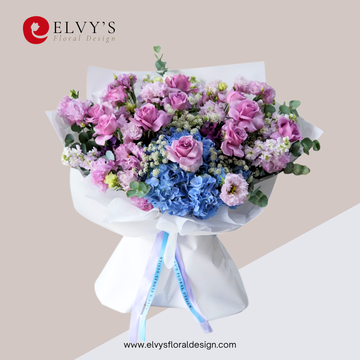 Lavender Sky – Hydrangea & Lavender Rose Bouquet