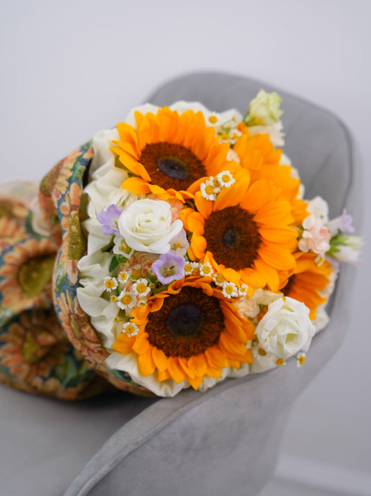 Sun Porch – Sunflower, Carnation & Lisianthus Bouquet - Elvy's Floral Design