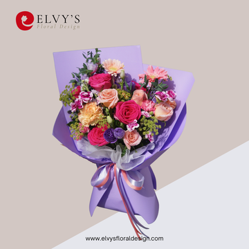 Violet Salon – Fuchsia & Peach Mixed Flower Bouquet