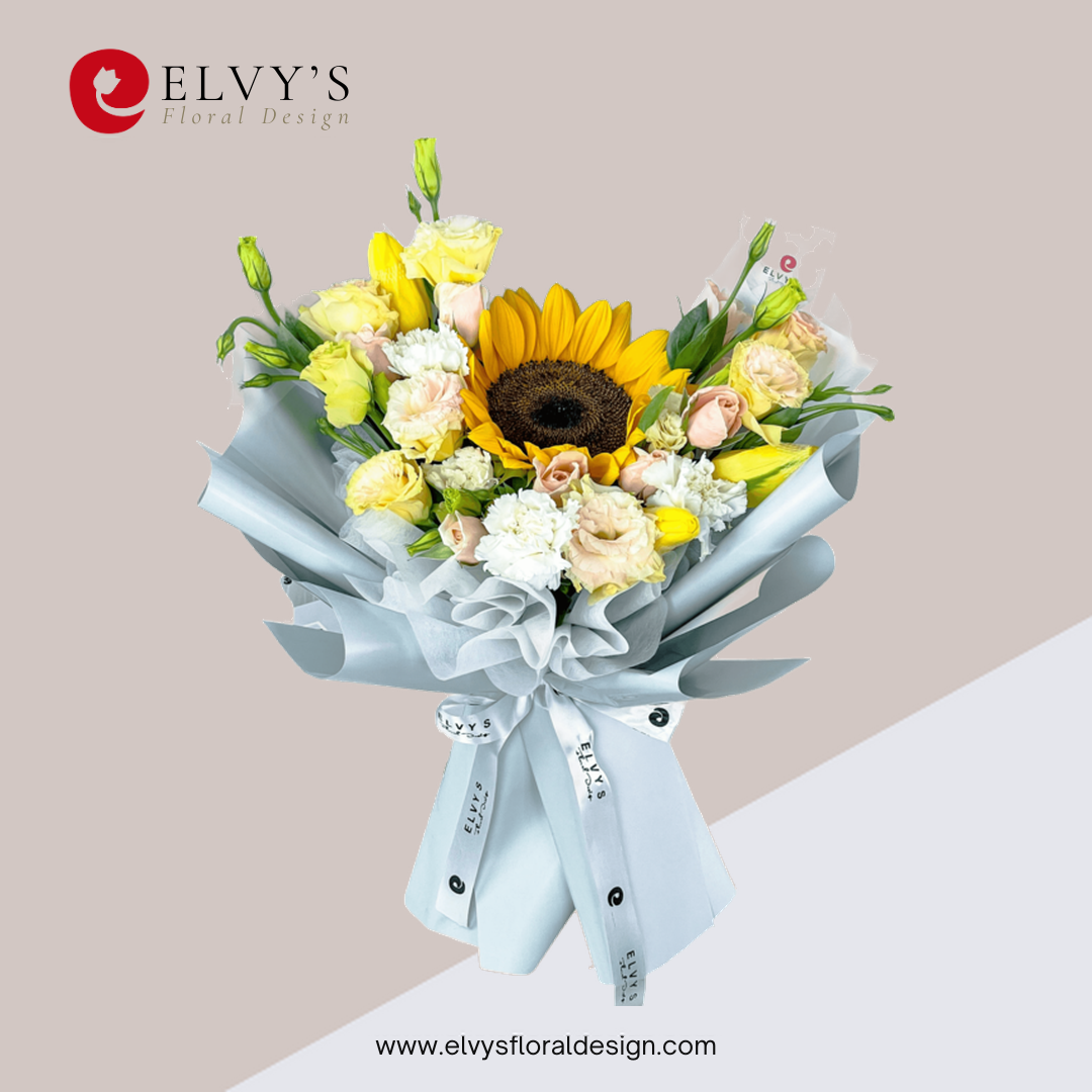 Canary – Sunflower, Tulip & Rose Bouquet | Elvy's Floral Design
