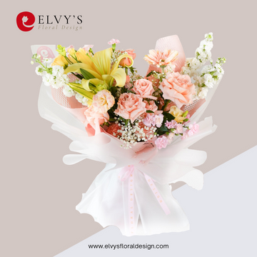 Contessa Peach – Rose & Lily Signature Bouquet | Elvy's Floral Design