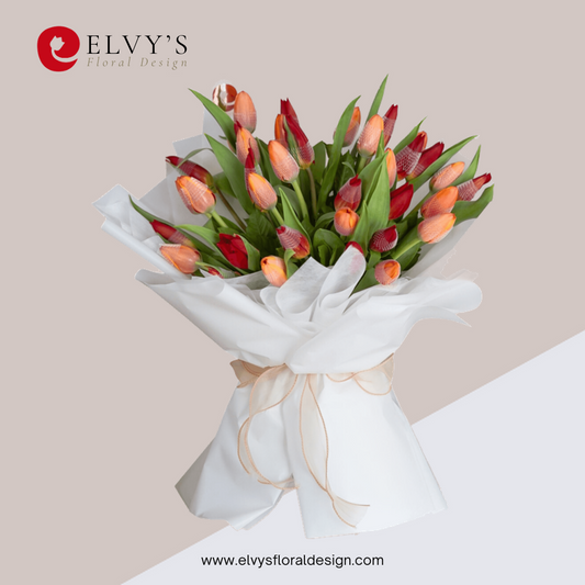 Hillary – Red Holland Tulip Bouquet | Elvy's Floral Design