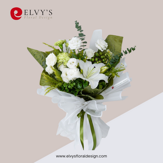 Jade – White Korean-Style Bouquet | Elvy's Floral Design