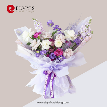 Lilac Sheer – Rose & Lisianthus Signature Bouquet | Elvy's Floral Design