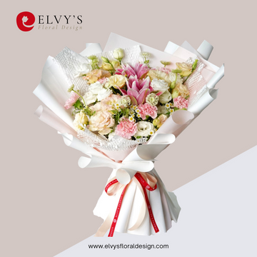 Lily Blush – Stargazer Lily & Carnation Bouquet | Elvy's Floral Design