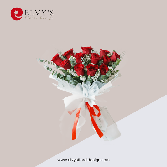 Scarlet – Red Holland Rose Bouquet | Elvy's Floral Design